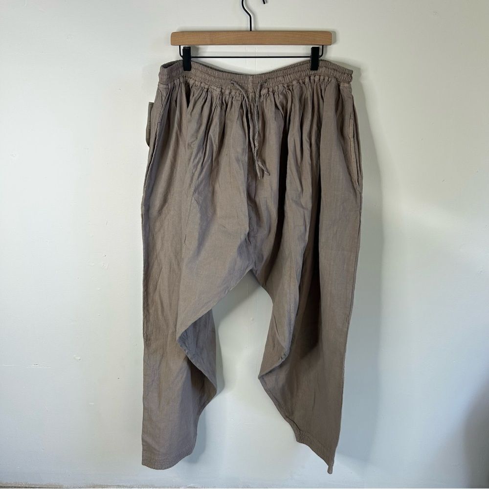 Taupe Harem Pant with Elastic Waistband and Tapered Fit Free Size 100% cotton